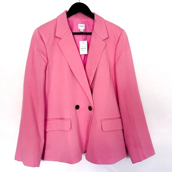 NWT J. Crew Factory Drapey Twill Double-Breasted Suit Blazer Power Mauve Pink 12 - Picture 4 of 11